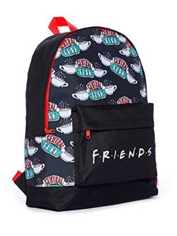 FRIENDS Central Perk AOP Rucksack, Schwarz / Rot, passend für A4-Ordner, M von Friends