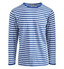 Ringelpulli aus Baumwolle | Langarm Ringelshirt für Fasching & Karneval | Marine Ringel-Shirt Unisex Erwachsene (blau-weiß, L) von Fries