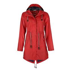 Friesennerz Damen Regenjacke 'Oh! Nass'is!' II mit Innenfutter - Regenmantel Outdoorjacke Regenparka wasserdicht modisch tailliert in Rot Größe 40/42 von Friesennerz