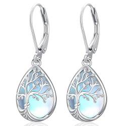 Baum des Lebens Ohrringe 925 Sterling Silber Stammbaum Mondstein Ohrringe Damen Anhänger Ohrringe Damen Schmuck Geschenke für Mutti, Damen und Mädchen von Friggem