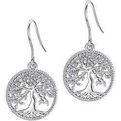 Baum des Lebens baumeln Ohrringe für Frauen, 925 Sterling Silber Mode Drop Hook hängend Ohrring Schmuck Geschenk von Friggem