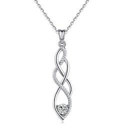 Celtic Knot Frauen Halskette Sterling Silber, viel Glück Irish Anhänger Schmuck mit glänzendem Zirkon, hypoallergene Mode Love Knot Infinity Twist Halskette Schmuck Geschenk für Frauen Mädchen von Friggem