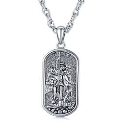 Erzengel Michael Halskette 925 Sterling Silber Anhänger Herren Halskette Michaels religiöser Halskette Amulett Schmuck Herren Damen Geschenke Michael Anhänger Halskette Halskette Glücks Anhängern von Friggem