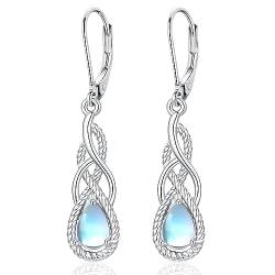 Mondstein Ohrringe Keltische Knote Tropfen Ohrringe 925 Sterling Silber Keltische Ohrringe Hypoallergen Hängende Ohrringe Keltischer Schmuck Geschenke für Frauen Mädchen (Mondstein-B) von Friggem