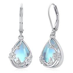 Mondstein Ohrringe für Damen 925 Sterling Silber Mondstein Hängend Ohrringe Schmetterling Blumen Tropfen Ohrringe Mondstein Schmuck Geschenke für Schwester Frauen Mädchen von Friggem