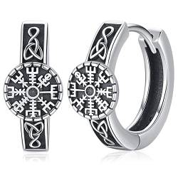 Wikinger Unisex Creolen 925 Sterling Silber Keltisch Ohrringe Huggie Ohrringe Herren Nordische Wikinger Schläfer Ohrringe Schmuck für Männer Frauen von Friggem