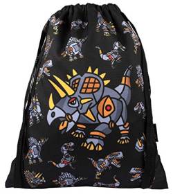 Fringoo - Kinder-Tasche mit Kordelzug | perfekte Schultasche, Turnbeutel-Tasche, Schwimmtasche oder Sportausrüstungstasche | Tasche für Jungen – Dinosaurier-Roboter von Fringoo