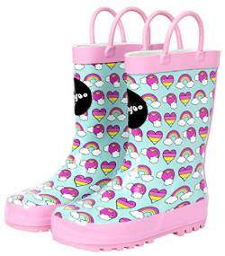 Fringoo - Mädchen - Mädchen Gummistiefel - Regenbogen Gummistiefel - Regenstiefel für Mädchen - Hellblau/Pink - Größe Kinder - EU 28 … von Fringoo