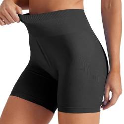 Friptspyg Damen Gym Shorts Booty Scrunch Radlerhose Kurz High Wasit Sport Shorts Nahtlose Workout Fitness Laufen Sportleggings, Schwarz XXL von Friptspyg