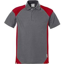 Fristads Fusion Poloshirt 7047 PHV 122407 Grau/Rot mit Kontrastfarbe und Oeko-Tex Zertifiziert Größe 2XL von Fristads