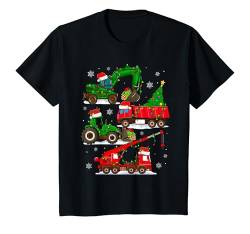 Kinder Frohe Weihnachten Lustig Baufahrzeuge Bagger Weihnachtsshirt T-Shirt von Frohe Weihnachten