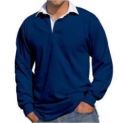 Front Row - Herren Männer Langärmeliges Rugby Shirt - XL, Marineblau von Front Row