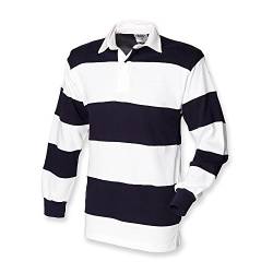 Front Row Rugby-Shirt mit genähten Streifen Gr. XXL, White/Navy/White von Front Row