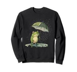 Frosch mit Regenschirm im Regen Ästhetik Frosch Sweatshirt von Frosch Kollektion