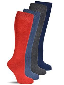 Frostfighter Damen Thermo Kniestrümpfe (4x Paar) Winter Ski Vollfrottee Innenfutter (Mehrfarbig - Dunkelblau Anthrazit Hellblau Rot, 39-42) von Frostfighter