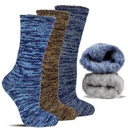 Frostfighter Herren Thermosocken sehr warm ohne Gummi (3x Paar) Wintersocken Baumwolle Ski Vollfrottee dickes Innenfutter (39-42, Farbauswahl 3) von Frostfighter