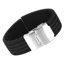 Frotox Hochwertiges Uhrenarmband ersetzen Silikonarmband Uhrenstreifenmuster - 18 mm bis 24 mm Gummiarmband mit Faltschließe Edelstahl von Frotox