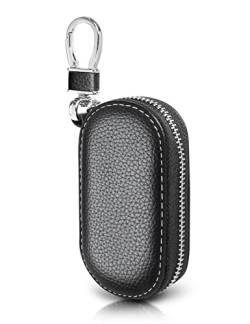 Frotox Schlüsseletui, Schlüsseltasche Auto Schlüsselanhänger PU Leder Tragbares Autoschlüssel Tasche mit Reißverschluss für Damen Herren (Schwarz) von Frotox