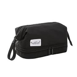 Große Kapazität Make-up Tasche Reise Toilettenartikel Kosmetiktaschen Doppelschicht Lagerung Oragenizer für Frauen Mädchen Kosmetiktasche, Schwarz , L von Frotox