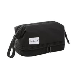 Große Kapazität Make-up Tasche Reise Toilettenartikel Kosmetiktaschen Doppelschicht Lagerung Oragenizer für Frauen Mädchen Kosmetiktasche, Schwarz , S von Frotox