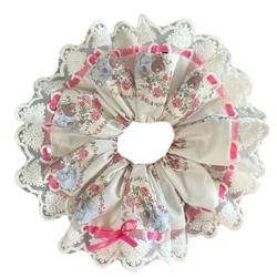 Vintage Floral Scrunchies Spitzenbesatz Übergroße Große Haargummis Haargummis Seil Damen Haarschmuck Pferdeschwanzhalter Vielseitiger Haargummi von Frotox