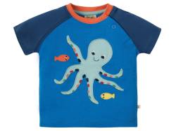 Frugi Baby und Kinder T-Shirt Oktopus blau Gr.2 (3-6 Monate) von Frugi