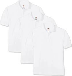 FRUIT OF THE LOOM Unisex Baby Short Sleeve Polohemd, weiß, 5-6 Jahre (3er Pack) von Fruit of the Loom