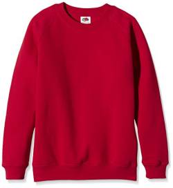 FRUIT OF THE LOOM Unisex Kinder Raglan Premium Sweatshirt, rot, 14-15 Jahre von Fruit of the Loom