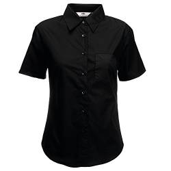 Fruit Of The Loom Lady-Fit Poplin Bluse, kurzarm Small,Schwarz von Fruit of the Loom