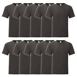 Fruit of the Loom 10er Pack Iconic T Herren T-Shirt Sparpack Größe S - 5XL, Größe:3XL, Farbe:10x Graphit von Fruit of the Loom