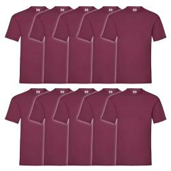 Fruit of the Loom 10er Pack Valueweight T-Shirt + GRATIS MyShirt Stoffbeutel, Farbe:Burgund, Größe:2XL von Fruit of the Loom