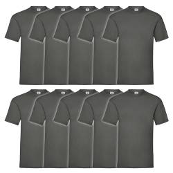 Fruit of the Loom 10er Pack Valueweight T-Shirt + GRATIS MyShirt Stoffbeutel, Farbe:Graphit, Größe:2XL von Fruit of the Loom