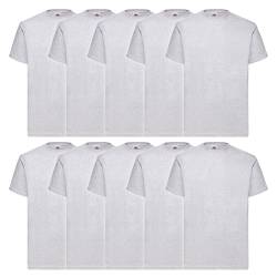 Fruit of the Loom 10er Pack Valueweight T-Shirt + GRATIS MyShirt Stoffbeutel, Farbe:Graumeliert, Größe:3XL von Fruit of the Loom