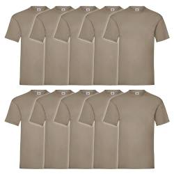 Fruit of the Loom 10er Pack Valueweight T-Shirt + GRATIS MyShirt Stoffbeutel, Farbe:Khaki, Größe:2XL von Fruit of the Loom