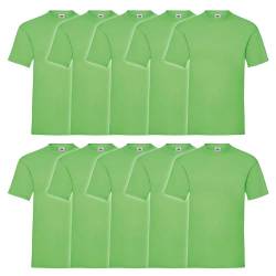 Fruit of the Loom 10er Pack Valueweight T-Shirt + GRATIS MyShirt Stoffbeutel, Farbe:Lime, Größe:2XL von Fruit of the Loom