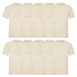 Fruit of the Loom 10er Pack Valueweight T-Shirt + GRATIS MyShirt Stoffbeutel, Farbe:Natur, Größe:2XL von Fruit of the Loom