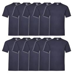 Fruit of the Loom 10er Pack Valueweight T-Shirt + GRATIS MyShirt Stoffbeutel, Farbe:Navy, Größe:2XL von Fruit of the Loom