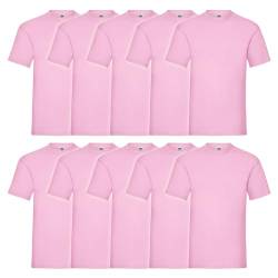 Fruit of the Loom 10er Pack Valueweight T-Shirt + GRATIS MyShirt Stoffbeutel, Farbe:Rose, Größe:XL von Fruit of the Loom