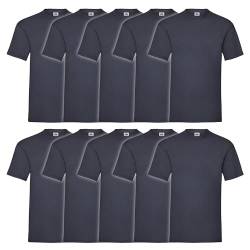 Fruit of the Loom 10er Pack Valueweight T-Shirt + GRATIS MyShirt Stoffbeutel, Farbe:deep Navy, Größe:3XL von Fruit of the Loom