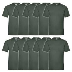 Fruit of the Loom 10er Pack Valueweight T-Shirt + GRATIS MyShirt Stoffbeutel, Farbe:flaschengrün, Größe:2XL von Fruit of the Loom