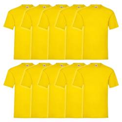 Fruit of the Loom 10er Pack Valueweight T-Shirt + GRATIS MyShirt Stoffbeutel, Farbe:gelb, Größe:3XL von Fruit of the Loom