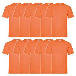 Fruit of the Loom 10er Pack Valueweight T-Shirt + GRATIS MyShirt Stoffbeutel, Farbe:orange, Größe:M von Fruit of the Loom