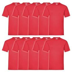 Fruit of the Loom 10er Pack Valueweight T-Shirt + GRATIS MyShirt Stoffbeutel, Farbe:rot, Größe:2XL von Fruit of the Loom