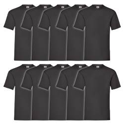 Fruit of the Loom 10er Pack Valueweight T-Shirt + GRATIS MyShirt Stoffbeutel, Farbe:schwarz, Größe:2XL von Fruit of the Loom