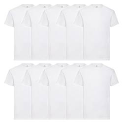 Fruit of the Loom 10er Pack Valueweight T-Shirt + GRATIS MyShirt Stoffbeutel, Farbe:weiß, Größe:2XL von Fruit of the Loom