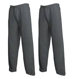 Fruit of the Loom 1er/ 2er Set Jogginghose S-M-L-XL-XXL Herren Jogpants, Größe:XXL, Farbe: 2X Dark Heather offen + 1 HL Kauf Notizblock von Fruit of the Loom