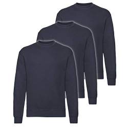 Fruit of the Loom 3er Pack Classic Set-In Sweat Herren, NEU, Größe:L, Farbe:deep Navy von Fruit of the Loom