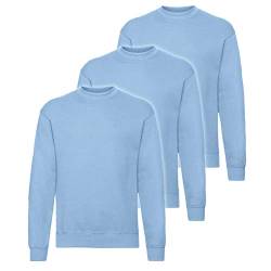 Fruit of the Loom 3er Pack Classic Set-In Sweat Herren, NEU, Größe:XL, Farbe:Pastellblau von Fruit of the Loom