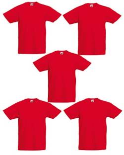 Fruit of the Loom 5er Pack Kids Original T-Shirt, Farbe:rot, Größe:140 von Fruit of the Loom