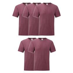 Fruit of the Loom 5er Pack Valueweight T-Shirt + GRATIS MyShirt Stoffbeutel, Farbe:Burgund meliert, Größe:2XL von Fruit of the Loom